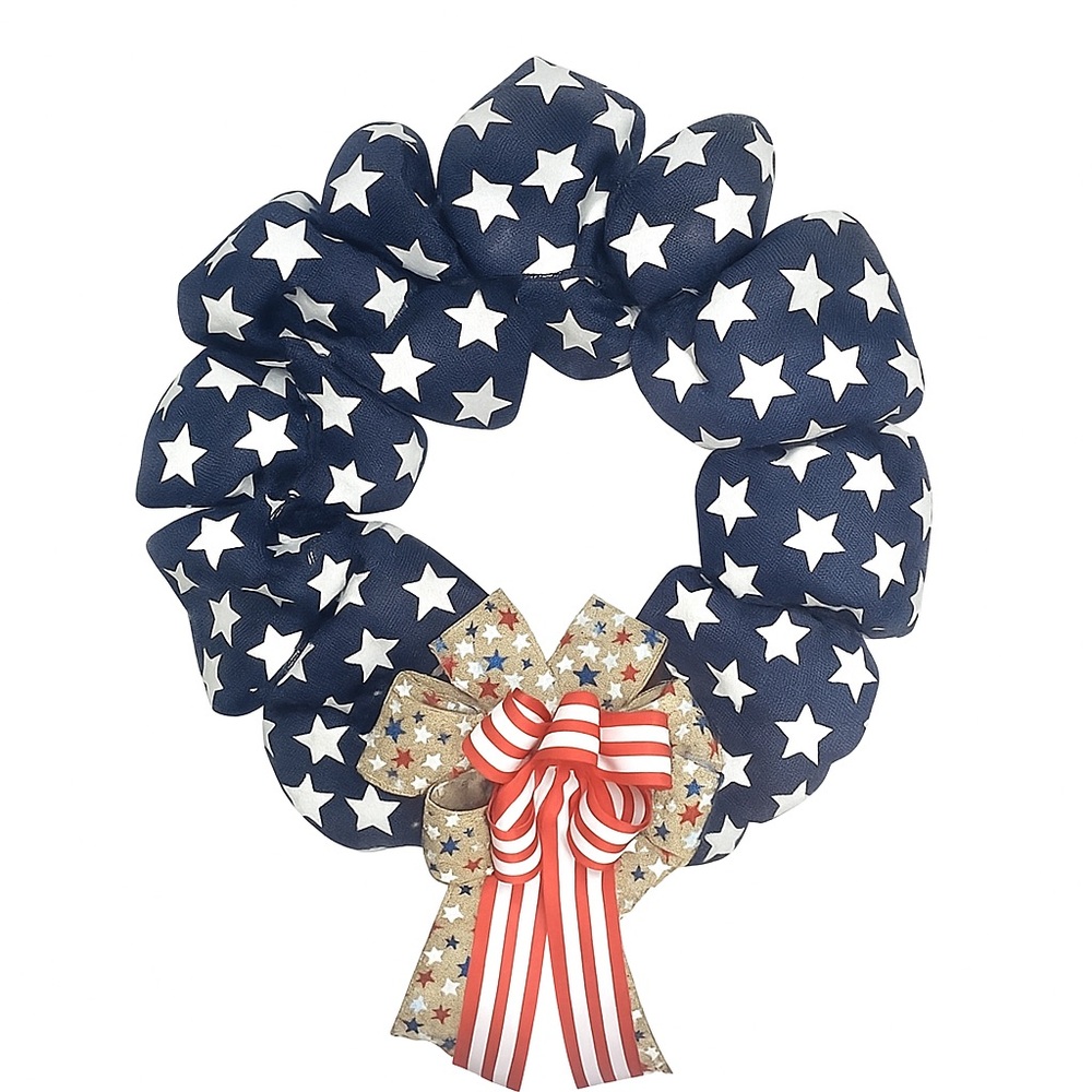 Fourth of July Patriotic Stars & Stripes Americana Wreath Door Decor - Picture 4 of 5